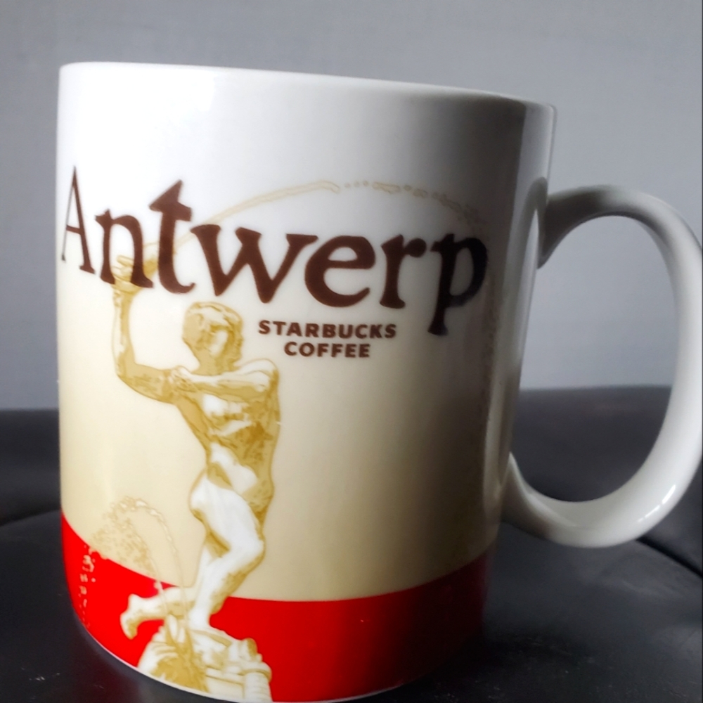 Starbucks Coffee Antwerp Belgium 2016 Collectible Mug Large 16 oz Red In…